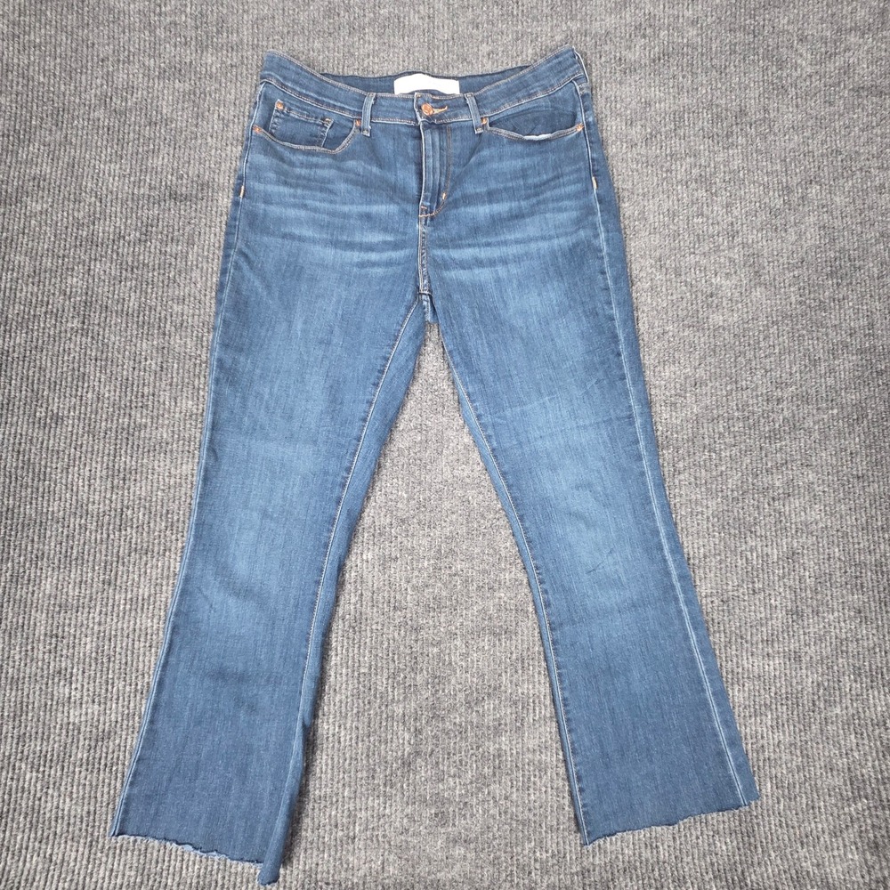 Levi Strauss Signature Mid Rise Bootcut Jeans Women Blue Denim Fray Hem W31 L27